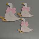 3 Pcs Silly Goose Birthday Party Decoration Pink Bow Wooden Silly Goose Baby Shower Decor Funny Table Centerpiece Gift for Party Favor Desk Tiered Tray, 5.9/4.7/3.9 Inch