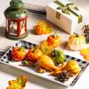 YHOSSEUN Ceramic Serving Platters Set of 4, Black and White Serving Platters and Trays for Food, Rectangular Halloween Plates Serving Dishes for Parties, Checkered, 12 Inch
