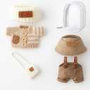 Soulchen 3 Pcs 17cm Clothes Set(No Doll) Hat & Overalls Set Knitted Clear Protective Case for Doll Exquisite Accessories