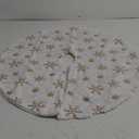Christmas Tree Skirt 36 Inch, Holiday Part Decorations for Christmas Tree, Whit Plush Gold Sequin Snowflake Tree Shirt for Xmas