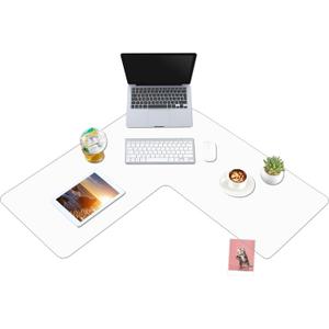 Relaxweex Clear l Shaped Desk Mat 36.2" x 15.7" PVC Mouse Pad for Corner Waterproof Computer Corner Desk Pad Large l Shaped Writing Mat Computer Protector for Office Home Protection