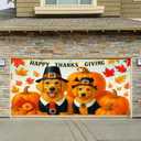 Thanksgiving Garage Door Banner 13x6ft Golden Retrievers Pumpkins Theme Backdrop SeasonalDecor Fall Door Cover Banners for Outside Garage Wall Covering for Party Garage Decorations