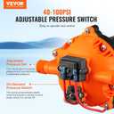 VEVOR Water Diaphragm Pump, 12V DC, 5.5 GPM Flow, 70 PSI Rated Pressure (40-100 PSI Adjustable), 1/2" MNPT Self Priming Sprayer Pump with Pressure Switch for RV Camper Marine Boat Lawn, FCC Certified