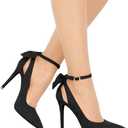 PiePieBuy Women's Pointed Toe High Heels Ankle Strap D'Orsay Pumps Shoes Bow Wedding Bowtie Back Dress Sandals (Black), Size 11