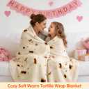 CASOFU Burrito Tortilla Throw Blanket 71 inches for Adult Kids, Novelty Tortilla Wrap Blanket Funny Gifts for Women Men Teens, 285GSM Soft Flannel Taco Blanket Birthday Gifts for Boys Girls(Beige)