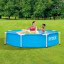 INTEX 28205EH Metal Frame Above Ground Swimming Pool: 8ft x 20in Puncture-Resistant Material Easy Assemble Rust Resistant 483 Gallon Capacity