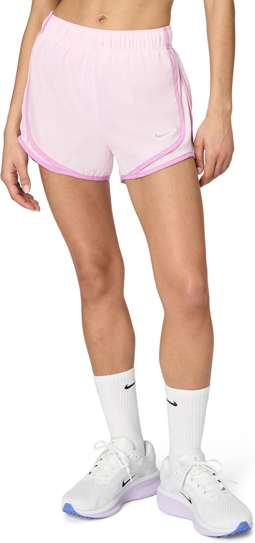 Nike Women's Tempo Dri-fit Mid-Rise Brief-Lined Running Shorts (Medium, Pink Foam/Pink Foam/Reflective Silver)
