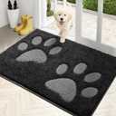 PURRUGS Dirt Trapping Door Mat 32" x 47", Non-Skid/Slip Machine Washable Microfiber Entryway Rug, Dog Doormat, Super Absorbent Welcome Mat for Muddy Wet Shoes and Paws, Charcoal