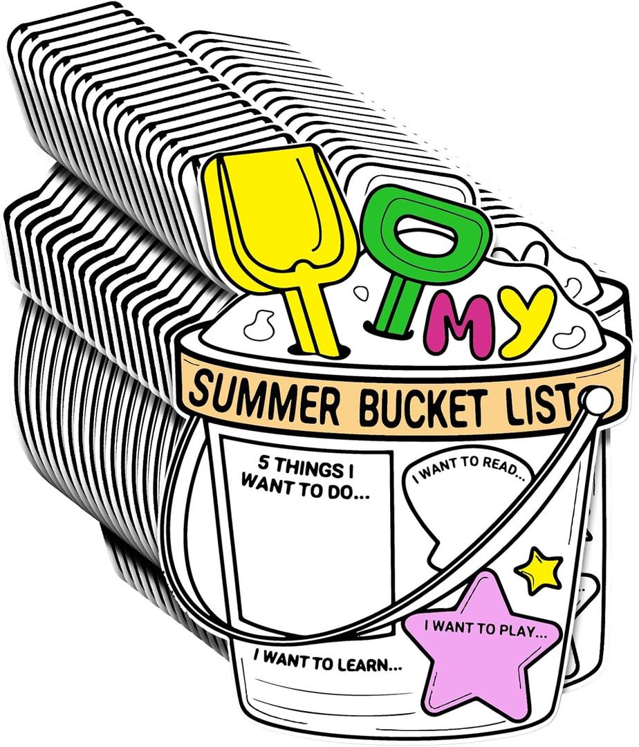 Nuanchu 36 Pieces My Summer Bucket List Activity Poster End of Year Gift Color Your Summer Bucket List Art Poster End of Year and Camp Supplies, one size
