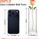 20 Pack 5.9" Tall x 1.8" Diameter Clear Glass Cylinder Vases - Multi-Use Flower Vase, Hurricane & Floating Candle Holders for Wedding Centerpieces, Home Decor, Table Displays (20)