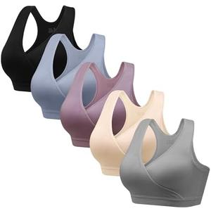 HBselect Nursing Bras for Breastfeeding, Maternity Nursing Sleep Bra Wireless Pregnancy Sleep Bralette 5 Pack, L