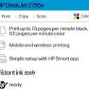 HP DeskJet 2755e Wireless Color Inkjet-Printer, Print, scan, Copy, Easy Setup, Mobile Printing, Best-for Home, 6 Month Instant Ink Trial Included, White