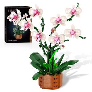 Bilinott Orchid Flower Building Blocks Set, Fake Indoor Flowers Building Set for Home, Kitchen, Desk Decoration, Mothers Day, for Adults Ages 18+