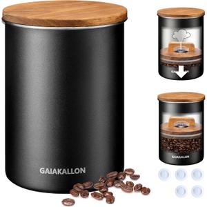 Vacuum Coffee Canister, Stainless Steel Airtight Canister for 16oz Coffee Beans, Coffee Bean Storage, 46 fl.oz