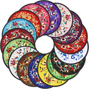 Boao 48 Pcs Fabric Coasters for Drinks Absorbent, 5.12 Inch Cloth Coaster Boho Mexican Bar Coaster Round Vintage Ethnic Floral Teacup Mat Indian Home Decor, Housewarming, Mixed Colors