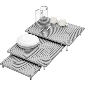 NiHome 3-Piece Diatomaceous Earth Dish Drying Mat Set, Quick-Drying Super Absorbent for Kitchen Countertops, Pet Trays, Plant Stands, Multi-Purpose Space-Saving Design, Easy to Clean & Heat-Resistant