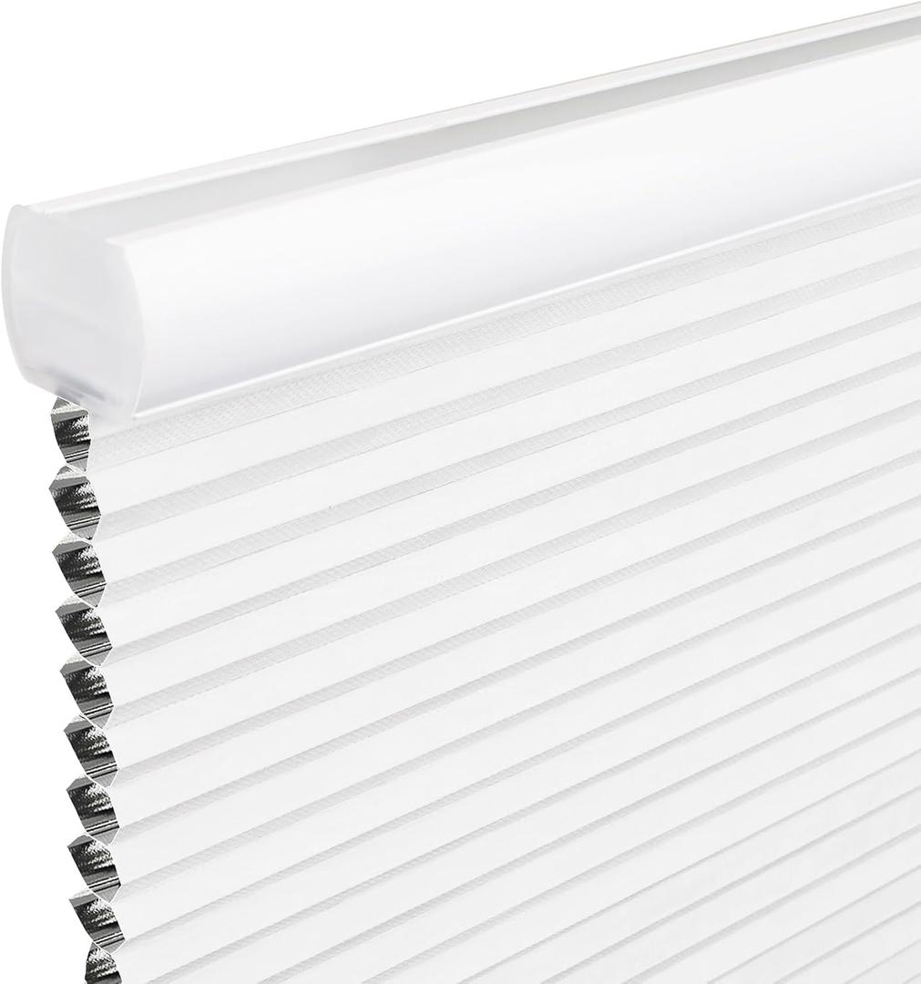 Allesin Zen Cellular Shades Cordless, Blackout Cellular Window Blinds, Honeycomb Blinds for Indoor Windows, Bedroom, Bathroom, Kitchen, White Customize