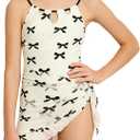 ODASDO Girls Swimsuit One Piece Bathing Suit with Cover Up Skirt for 8-12Y (White)
