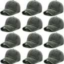 12Pieces Vintage Washed Baseball Caps for Women Men Distressed Twill Adjustable Dads Hats Unisex Style, Army Green 