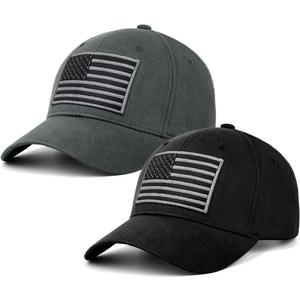 LCZTN 2 Pack American Flag Baseball Cap for Men Women,Low Profile USA Plain Dad Hat