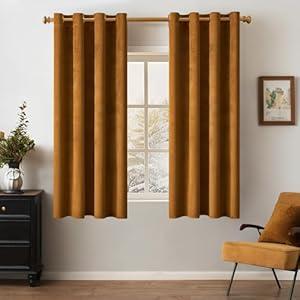 MIULEE Black Velvet Curtains 63 Inches Long Halloween Room Darkening Blackout Curtains with Grommet Top for Bedroom/Living Room Light Blocking Thermal Insulating Soundproof Set of 2