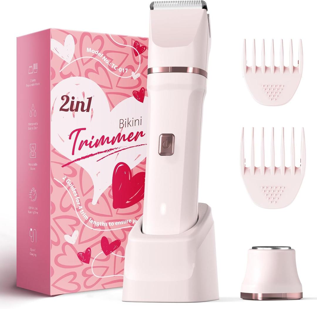 Risina Bikini Trimmer for Women - Painless Electric Razors for Silk Skin,Cordless Body Shaver with Ceramic Blade, Replaceable Lady Razor, IPX7 Waterproof & Easy Cleaning, Birthday Gifts for Beauty