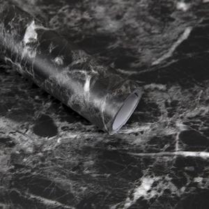 Abyssaly Black Marble Paper 24" x 118" Granite Wallpaper Peel and Stick Countertop Paper Self Adhesive Thickening for Kitchen Bathroom and Furniture
