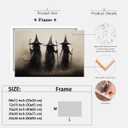 Vintage Halloween Three Witches Posters Witchy Canvas Prints Dark Academia Wall Art Goth Decor Rustic Witch Poster Horror Spooky Moody Aesthetic for Living Room Bedroom Home 16x24inch Framed (16L" x 24W")