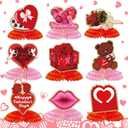 ALIBBON 9pc Valentine Honeycomb Centerpieces, Valentine Honeycomb Decorations, Table Signs for Valentine's Day, Wedding Anniversary Party Supplies Decor