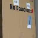 No Pawblems Free Standing Dog Gate with Door, 30'' Tall Foldable Dog Fence for Indoor & Outdoor, Up to 52 Inch Extra Wide Puppy Gate for Stairs, Hallways, Doorways, Deck, Yard (White, 2 Panels)