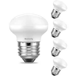 Maelsrlg R14 LED Bulb 4W(40W Equivalent) Mini Reflector Flood Light Bulbs 2700K Soft White, Curio Cabinet Light Bulb, Non-Dimmable, E26 Base Short Light Bulbs, 4 Count (Pack of 1), 2700k Soft White