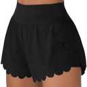 ATTRACO Women Swim Shorts Side Split Swim Trunk 2 in 1 Board Shorts with Pockets Swim Bottom S