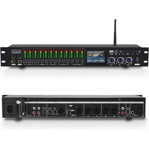 K-6 Professional KTV Digital pre-stage Effector Anti-howling Audio Processor Karaoke Mixer Reverberator with DSp effect echo USB MP3 Bluetooth optical.4 microphone input With remote control