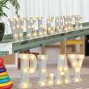 LED Marquee Letter, Light Up Letters, letters for wall decor, Perfect for Parties, Weddings, Store Decorations(3), Waterproof Yard Sign with Neon Effect (White)