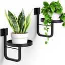Wall Plant Holder, 7.9 Inch Hanging Plant Holder Wall Planters for Indoor Plants, Wall Mounted Plant Holder Window Plant Shelves for Outdoor Metal Wall Planter Black 2Pcs