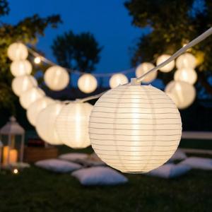 25FT White Lantern String Lights,10 Nylon Hanging Lantern Decor with G40 LED Bulbs, Waterproof Connectable Wedding Lanterns, White Lanterns Decorative Outdoor & Indoor for Bedroom, Patio, Camping