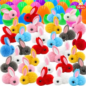 36 Pack Easter Egg Filled Plush Bunny Toys, Colorful Bunny Plush Easter Egg Fillers Bulks for Kids Toddlers Teens Boys Girls Easter Basket Stuffers Hunt Easter Party Favor