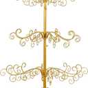 VINGLI 3ft Wrought Iron Christmas Tree w/80 Branch Tips, 3-Tier Metal Display Stand for Gifts, Box, Ornament Display Tree Suit for Holiday, Party, Home Decor, Indoor & Outdoor Decor Hanger, Gold