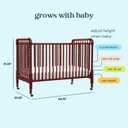 DaVinci Jenny Lind 3-in-1 Convertible Crib in Rich Cherry, Removable Wheels, Greenguard Gold Certified