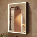 Lighted Medicine Mirror Cabinet with Storage Adjustable Brightness 3 Color Temperature Lighting Sturdy Aluminum Medicine Cabinet with Lights 2 Socket & 2 USB Ports & Adjustable Shelf