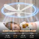 Ceiling Fan for Patio, Gazebo & Home Indoor Use, 28Inch Portable Hanging Ceiling Fan, 5 Detachable Blades, Room Hanging Fan, DC12V for Bed Tent Home Room with a 110V AC adaptor included