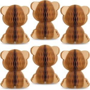 Yeaqee 6 Pcs 3D Bear Honeycomb Centerpieces Paper Bear Baby Shower Decorations Table Centerpieces Decorations with Magnetic Closure for Birthday Party favors