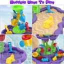 Kids Flower Water Sand Table for Toddlers - 2-Tier Outdoor Water Sand Play Table Toys for Boys Girls, Summer Splash Activity Sensory Table Party Birthday Gift for Kids 3-5 6-12(Purple)