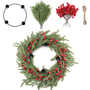Christmas Advent Wreath Ring DIY Advent Candle Holder Traditional Catholic Christmas Decoration Set for Church Table Centerpiece Holiday Decorations Gift (Norfolk Pine)