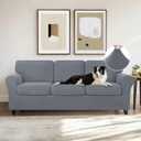 CHUN YI 7 Piece Couch Covers for 3 Cushion Couch Sofa Pet Friendly, 3 Seater Stretch Sofa Slipcover with Seperate Backrest and Cushion Covers, Furniture Protector for Dogs (Large, Light Grey)