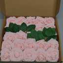AmyHomie Artificial Flower Blush Pink Rose 25pcs Real Looking Fake Roses w/Stem for DIY Wedding Bouquets Centerpieces Arrangements Party Baby Shower Home Decorations