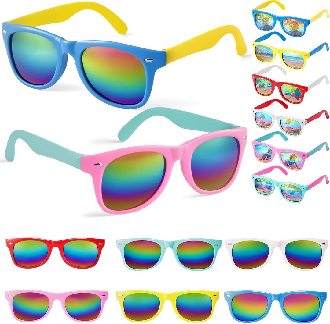 LovesTown 6 Pack Kids Sunglasses Party Favors, Neon Sunglasses with UV400 Protection Multicolor for Outdoor Activities, Goody Bags for kids Birthday, Pool Party