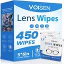 VOISEN Lens Wipes for Eyeglasses,450 Pack Eye Glasses Cleaner Wipes,Pre-Moistened Individually Wrapped Lens Wipes,Non-Scratching Non-Streaking,Safe for Eyeglasses, Goggles, Camera Lens, Phone