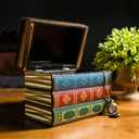 2 Pack Decorative Book Boxes Wooden Antique Book Decorations Vintage Book Storage Box (Style C)