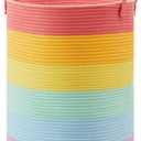 20 Inches Rainbow Baby Girls Kids Hamper Laundry Basket for Nursery Toddler Clothes Blanket Toy Storage Woven Rope Unicorn Hamper in Playroom Bedroom Large